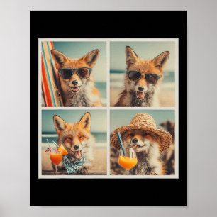 Coole Füchse mit Sonnenbrillen Strandtiere Urlaub Poster
