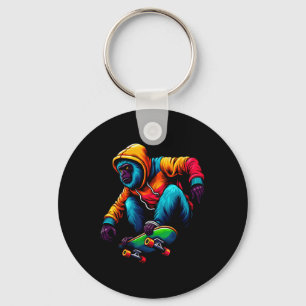 Coole funkige Brüllaffen-Skateboard-Illustration Schlüsselanhänger