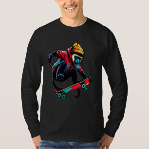 Coole Funky Colobus Monkey Skateboarding Illustrat T-Shirt