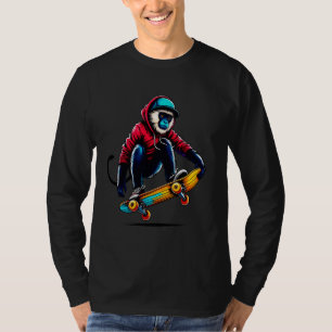 Coole Funky Colobus Monkey Skateboarding Illustrat T-Shirt