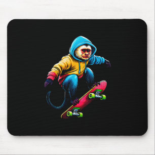 Coole funky Kapuzineraffen-Skateboarding-Illustrat Mousepad