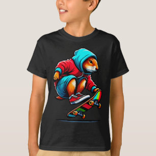 Coole funky Präriehund-Skateboarding-Illustration T-Shirt