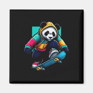 Coole funky Riesen-Panda-Skateboarding-Illustratio Magnet