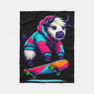 Coole funky Yak Skateboarding-Illustrationskunst  Fleecedecke