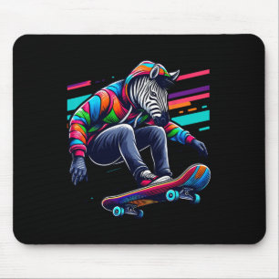 Coole funky Zebra Skateboarding Illustration Kunst Mousepad