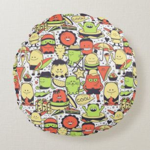Coole Funny Monsters Rundes Kissen