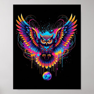Coole Fußball-Eulen-Art-Farbspritzer-Design  Poster