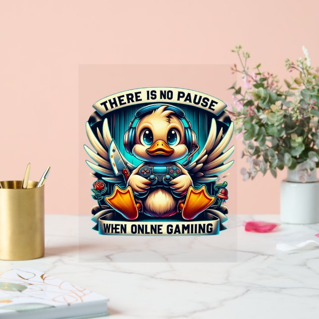 Coole Gamer Duck Wortart Acrylschild (Hochzeit)