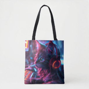 Coole Gamer-Katze raucht lustig Tasche