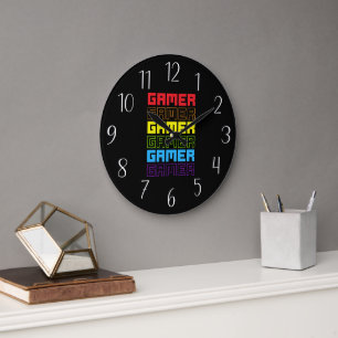Coole Gamer Wortart Große Wanduhr