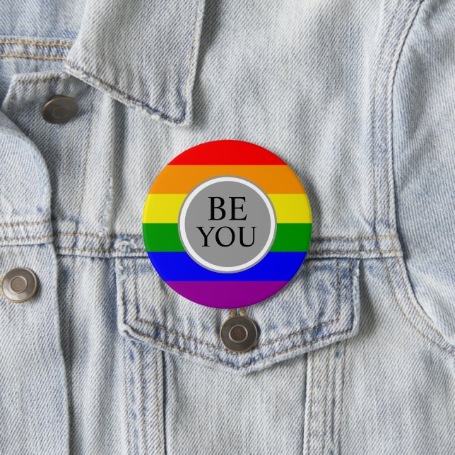 Coole Gay Pride Flagge Sei du selbst Button (Beispiel)