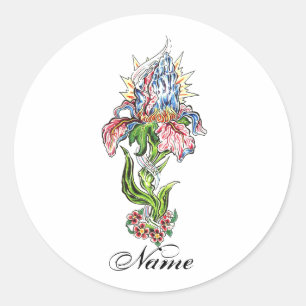 Coole Gebet Hände Blume Tattoo Runder Aufkleber