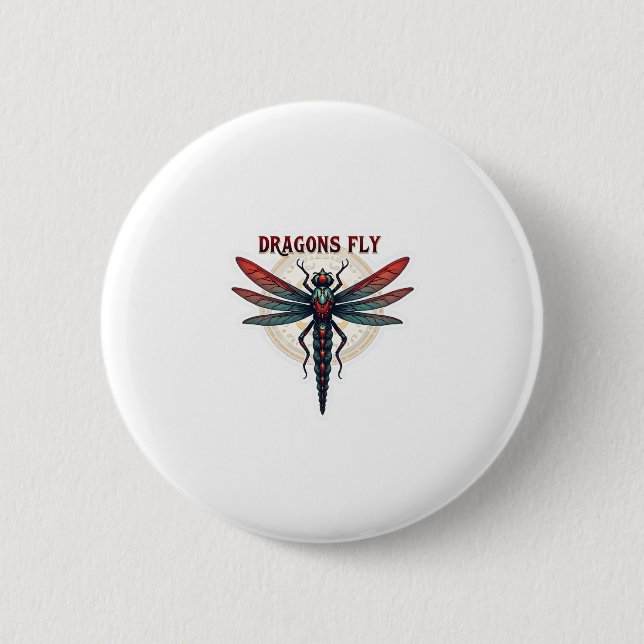 Coole gedrehte Steampunkdragonfly - Drachen fliege Button (Vorderseite)
