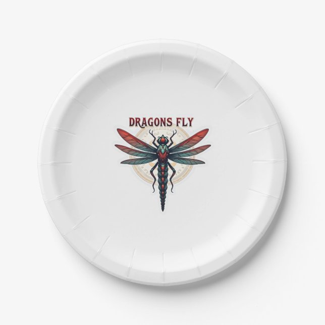 Coole gedrehte Steampunkdragonfly - Drachen fliege Pappteller (Vorderseite)