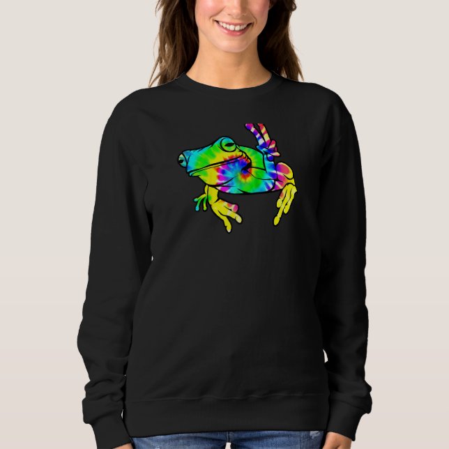 Coole Gefärbte Krawatte Peace Frog Funny Hippie Ta Sweatshirt (Vorderseite)