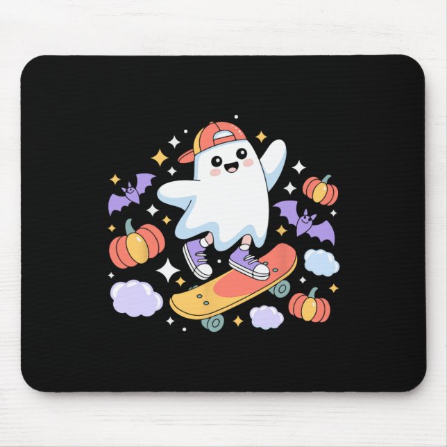 Coole Geist-Skateboarder-Halloween-Design mit Pump Mousepad (Vorne)