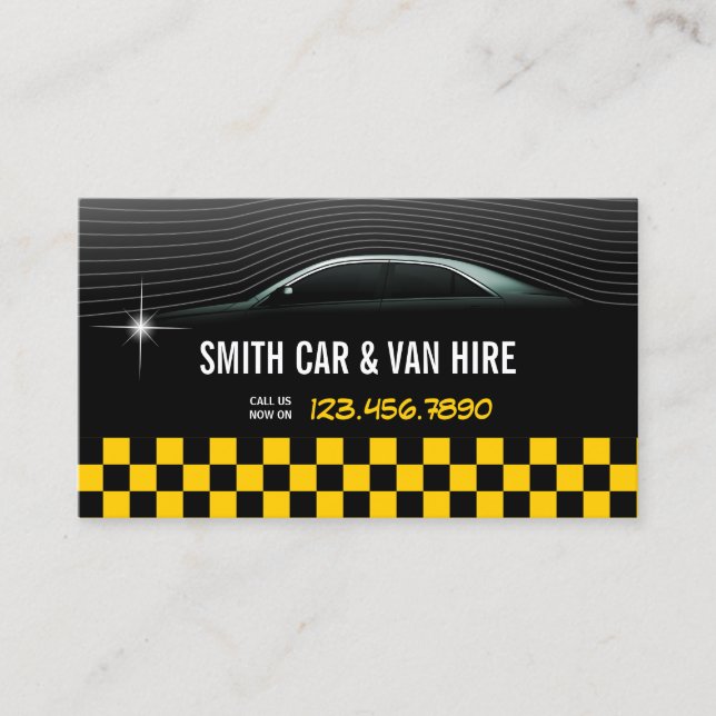 Coole Gelb-Checkered-Car & Van-Hire-Visitenkarte Visitenkarte (Vorderseite)