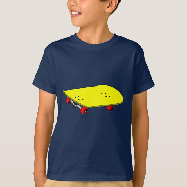 Coole gelbe Skateboard T-Shirt (Vorderseite)
