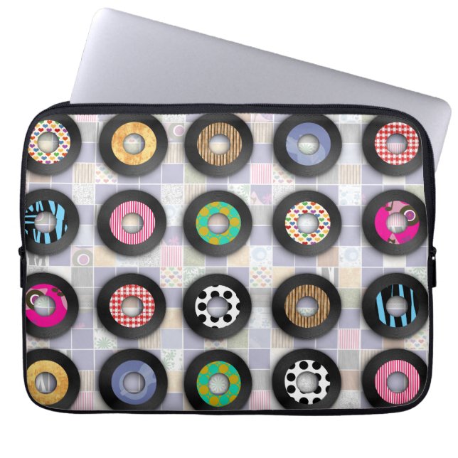 Coole Gemusterte Platten Spaß beim Musikalischen A Laptopschutzhülle (Vorderseite)
