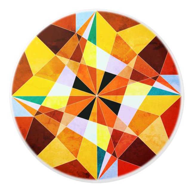 Coole geometrische Formen in warmen Farben Keramikknauf (Vorderseite)