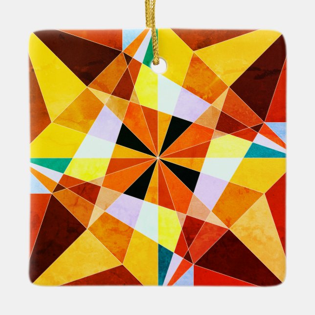 Coole geometrische Formen in warmen Farben Keramikornament (Vorderseite)