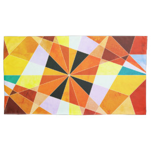 Coole geometrische Formen in warmen Farben Kissenbezug