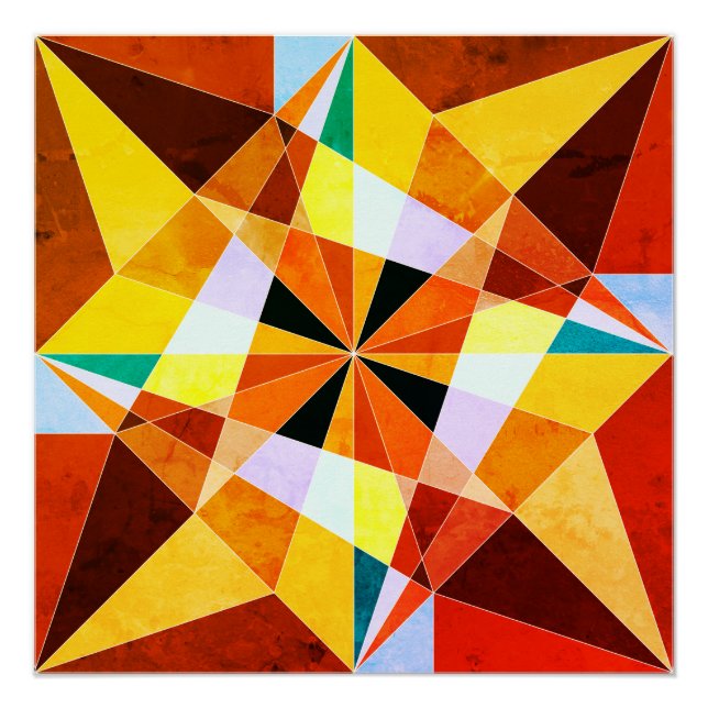 Coole geometrische Formen in warmen Farben Poster (Vorderseite)