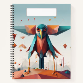 Coole geometrische Kunst Big bird Blue and Peach Notizbuch