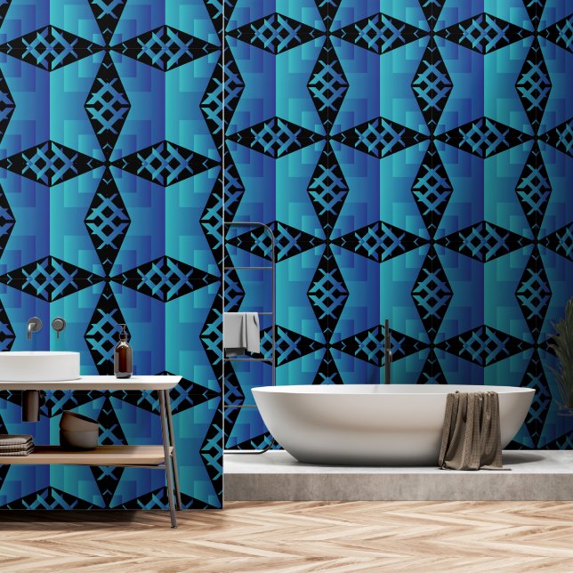 Coole geometrische Mustertapete mit schwarzem Hint Tapete (Badezimmer)