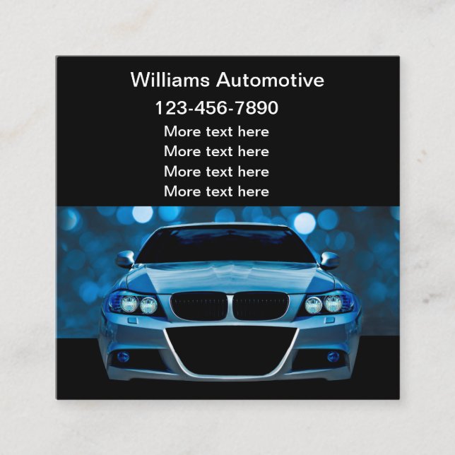 Coole Geschäftskarten für das Thema Automotive Quadratische Visitenkarte (Vorderseite)