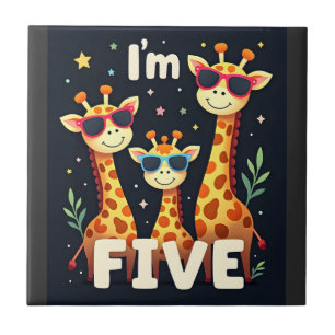 Coole Giraffe 5. Geburtstagsfeier 5 Jahre altes Kl Fliese