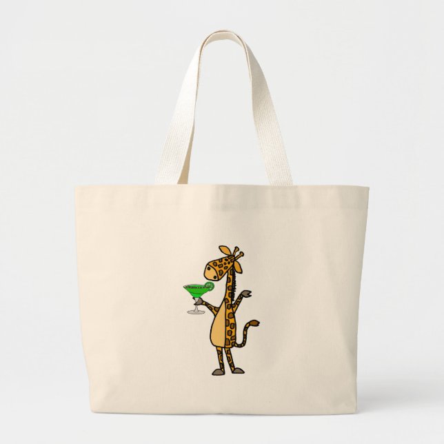 Coole Giraffe, die Margarita-Cartoon trinkt Jumbo Stoffbeutel (Vorne)