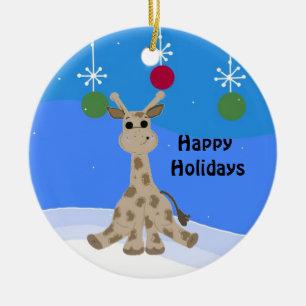 Coole Giraffe Happy Holidays Keramik Ornament