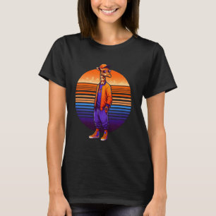 Coole Giraffe Modernes Stadthotel Sunset Retro Art T-Shirt