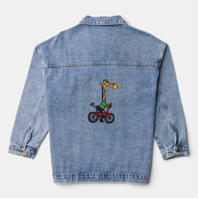 Coole Giraffe Reitrad Jeansjacke (Rückseite)