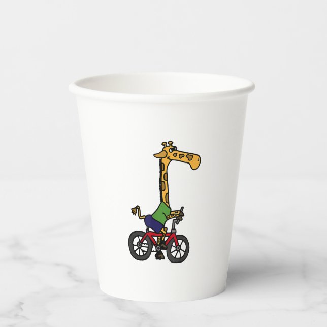 Coole Giraffe Reitrad Pappbecher (Vorderseite)