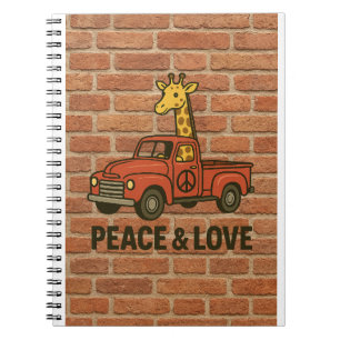 Coole Giraffe Riding a Peace Truck Notizblock