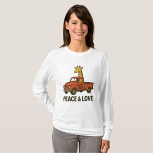 Coole Giraffe Riding a Peace Truck T-Shirt