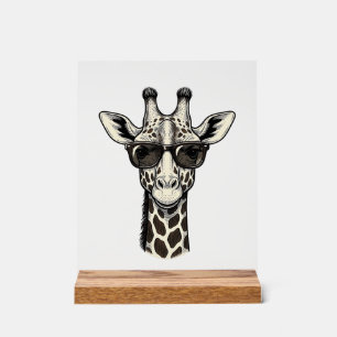 Coole Giraffe-Sonnenbrille Vintage Gravur Shirt_1 Acrylschild