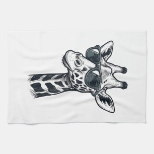 Coole Giraffe-Sonnenbrille Vintage-Prägung T-Shirt Geschirrtuch