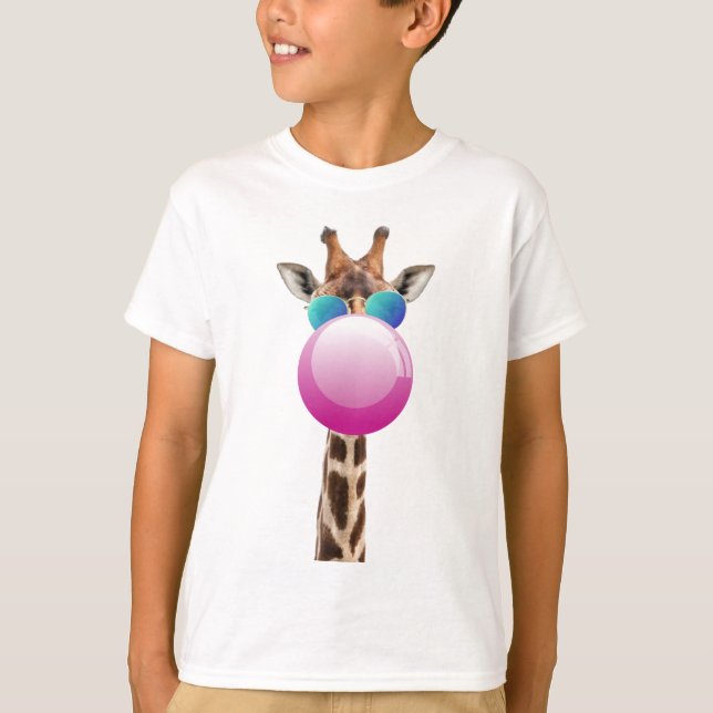 Coole Giraffe und Bubblegum T-Shirt (Vorderseite)