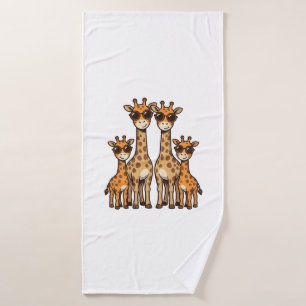 Coole Giraffen-Familien-Sonnenbrille Vintage Gravu Badehandtuch