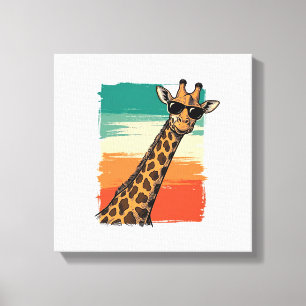 Coole Giraffen-Sonnenbrille Vintage-Sonnenuntergan Leinwanddruck