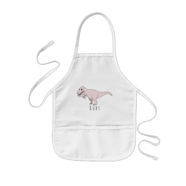 Coole Girl's Pink Doodle T-Rex Dinosaurier mit Nam Kinderschürze (Vorne)
