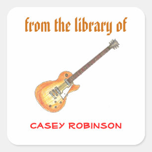Coole Gitarre personalisierte Buchzeichen Quadratischer Aufkleber