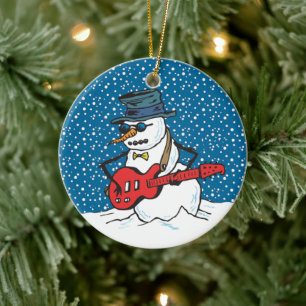 Coole Gitarrist Snowman-Ornamente Keramik Ornament