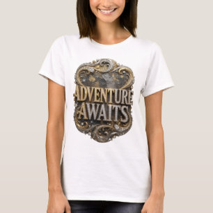 Coole Gold-Abenteuer warten 3D-Textkunst T-Shirt