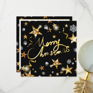Coole Gold Black Stars Metallische Mode Merry Xmas Dankeskarte