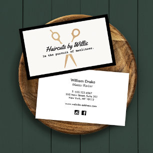 Coole Gold Clipping Shears Barbershop Business Car Visitenkarte
