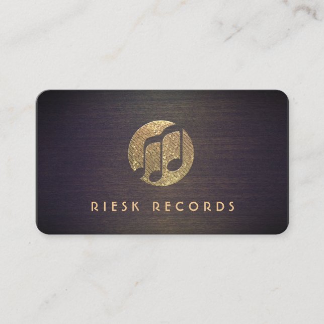 Coole Gold Musiknoten Logo Retro Musiker Visitenkarte (Vorderseite)